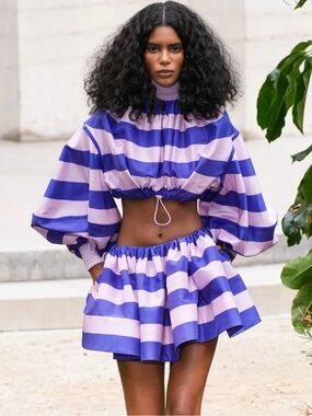 NEW Zimmermann Tama horizontal striped turtleneck crop top